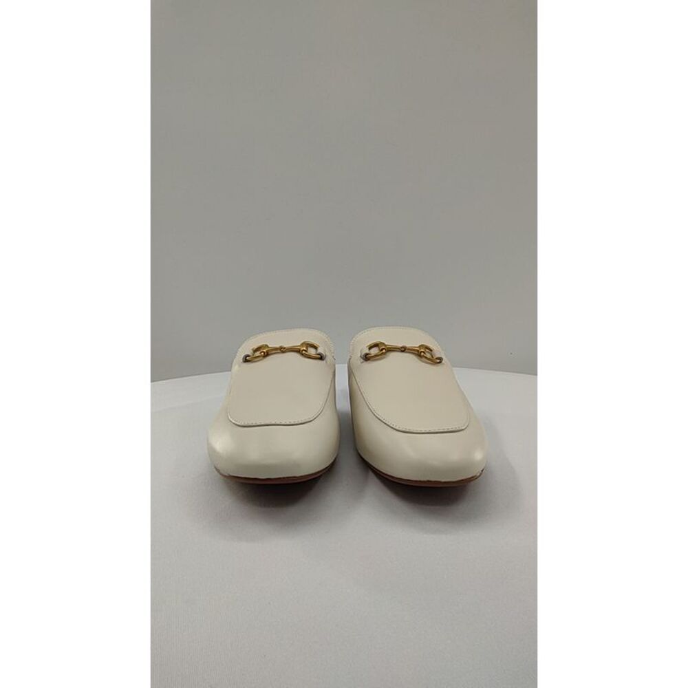 Quince Cream Backless Leather Mule with Gold Chain Accent - Picture 2 of 2